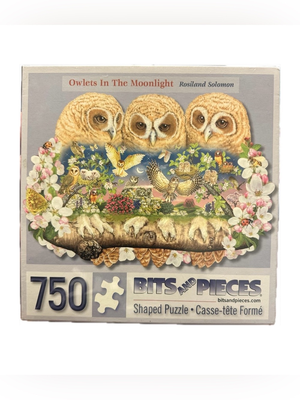 NIB Bits and Pieces 750pc Shaped Puzzle Owlets In The Moonlight Rosiland Solomon